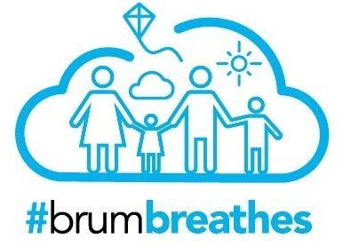 Brum breathes logo of illustrated family holding hands