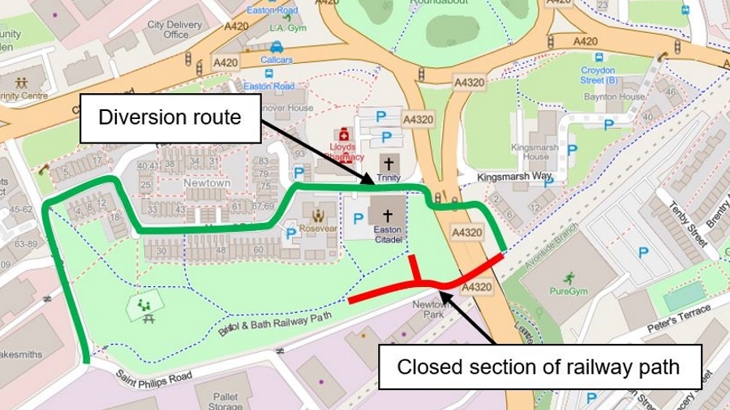 St Phillips closure and diversion route in August